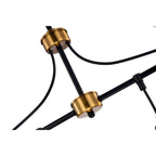 Luminaire linéaire à 4 lumières noir et or antique pour îlot de cuisine