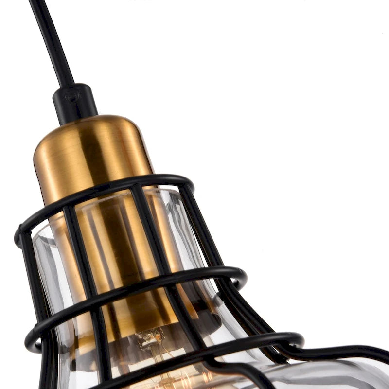 Luminaire linéaire à 4 lumières noir et or antique pour îlot de cuisine