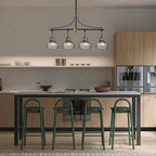 Luminaire linéaire à 4 lumières noir et or antique pour îlot de cuisine