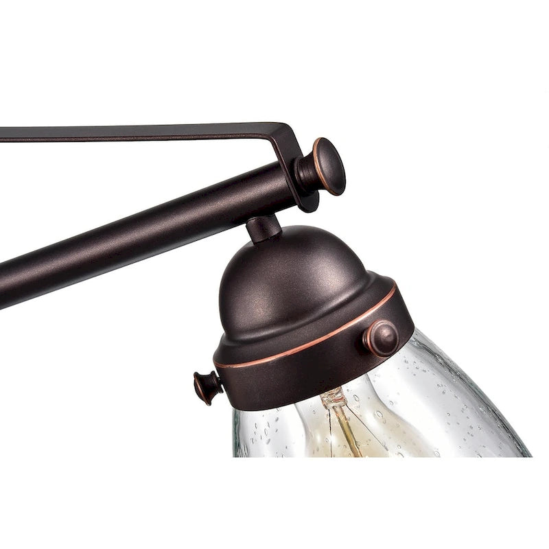 Luminaire linéaire à 4 lumières pour îlot central, finition bronze huilé, avec abat-jour en verre - Bronze huilé