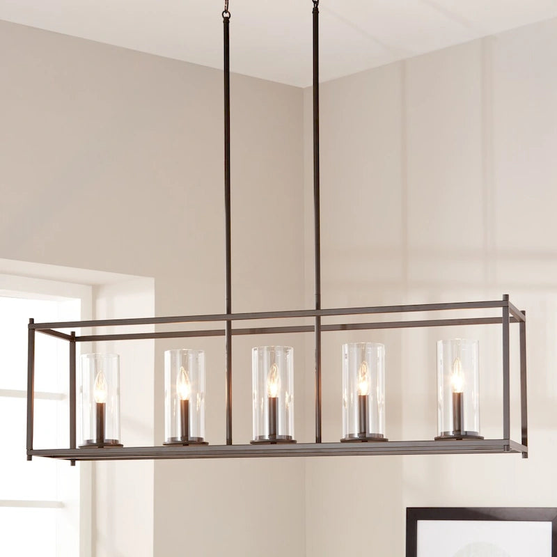 Lustre linéaire à 5 lumières Crosby Olde Bronze de Kichler Lighting, avec verre transparent