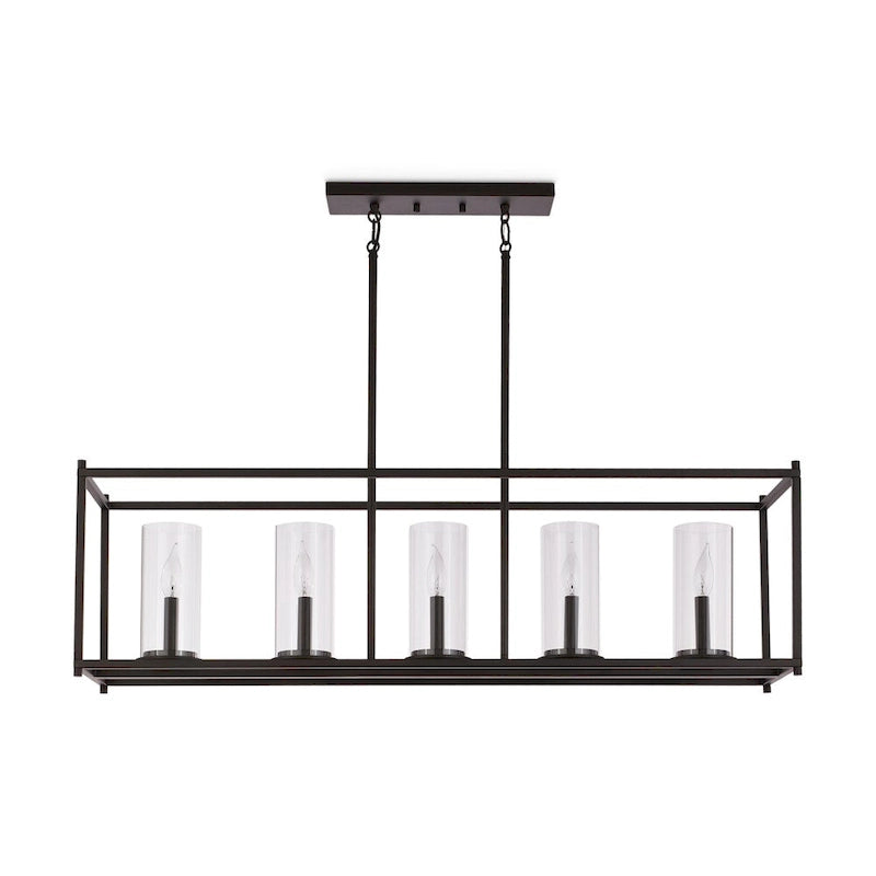 Lustre linéaire à 5 lumières Crosby Olde Bronze de Kichler Lighting, avec verre transparent