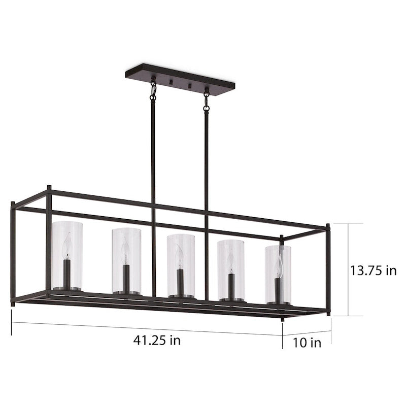 Lustre linéaire à 5 lumières Crosby Olde Bronze de Kichler Lighting, avec verre transparent