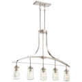 Lavery Poleis Brushed Nickel & Clear Glass 5 Light Island