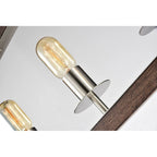 Luminaire linéaire à 4 lumières pour îlot central, en nickel brossé et bois - Nickel brossé et bois
