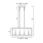 Luminaire linéaire à 4 lumières pour îlot central, en nickel brossé et bois - Nickel brossé et bois