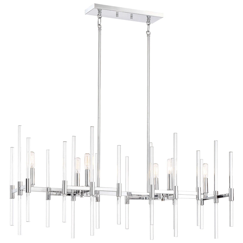 Minka-Lavery Pillar 6-Light Island Light-Chrome Finish and Glass, Transitional Modern Style