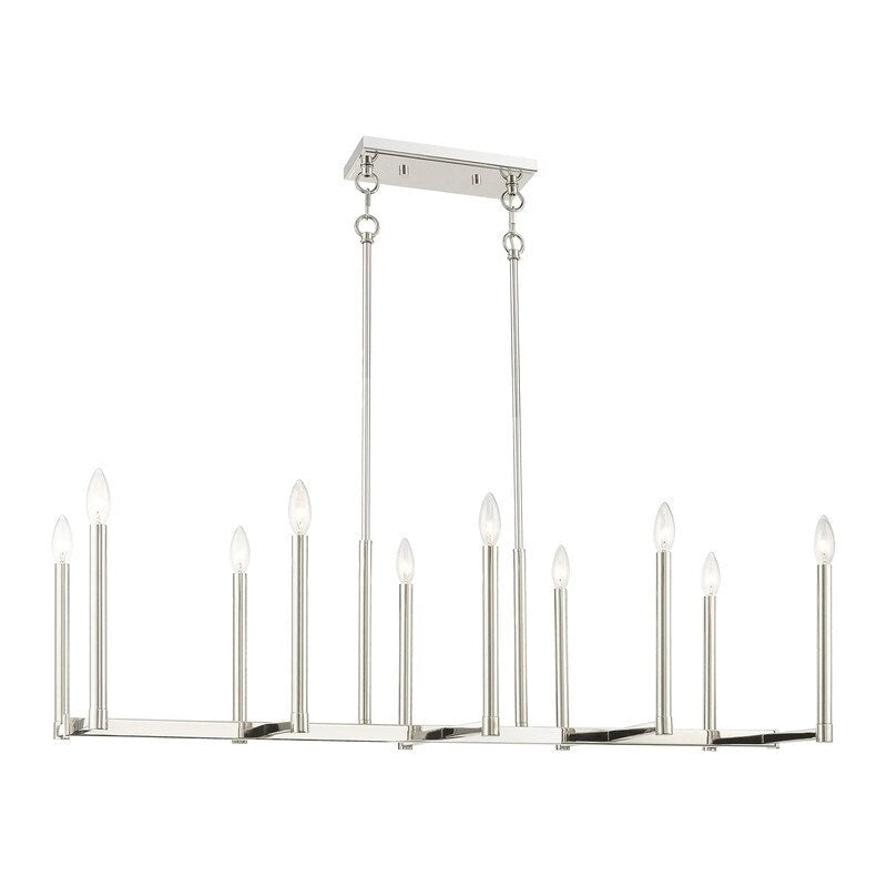 Livex Lighting 10-light Linear Chandelier, 40259-35 - 42.5  L, 15.5  W 18.5  - 48.5  ADJ H