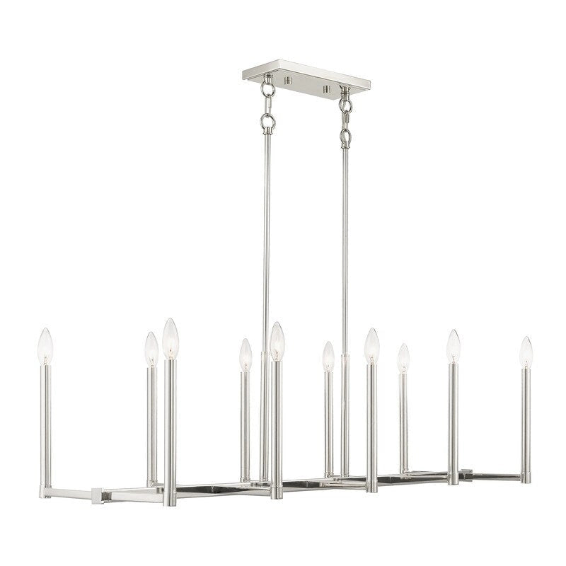 Lustre linéaire Livex Lighting à 10 lumières, 40259-35 - 42,5 cm L, 15,5 cm l, hauteur réglable de 18,5 à 48,5 cm