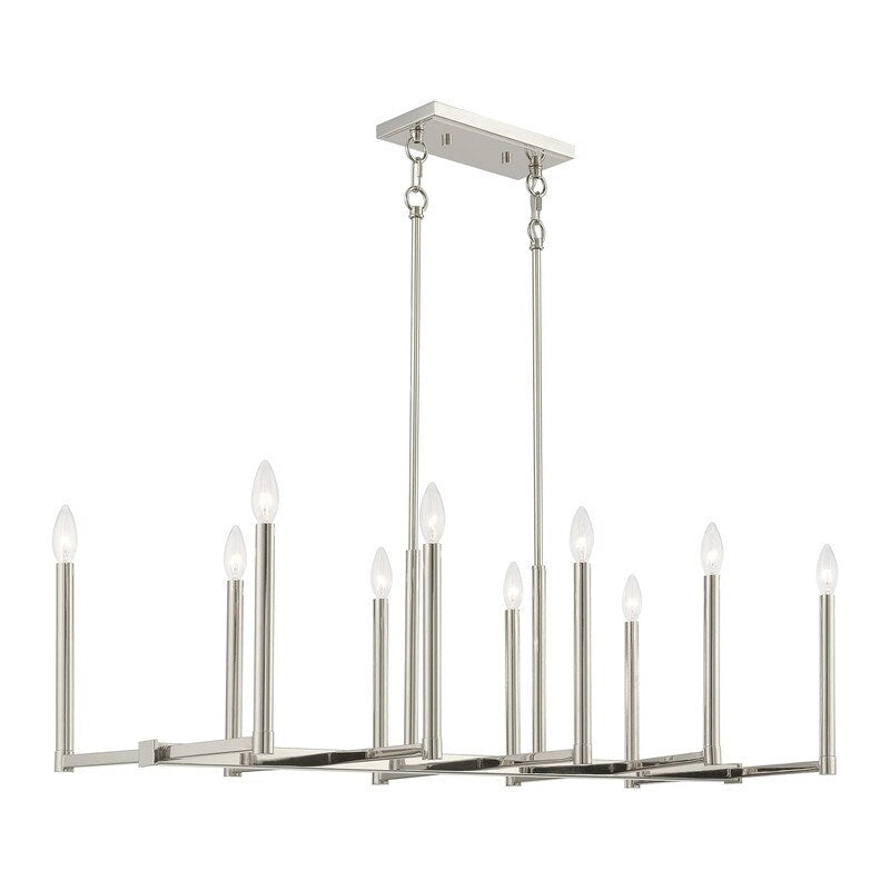 Lustre linéaire Livex Lighting à 10 lumières, 40259-35 - 42,5 cm L, 15,5 cm l, hauteur réglable de 18,5 à 48,5 cm