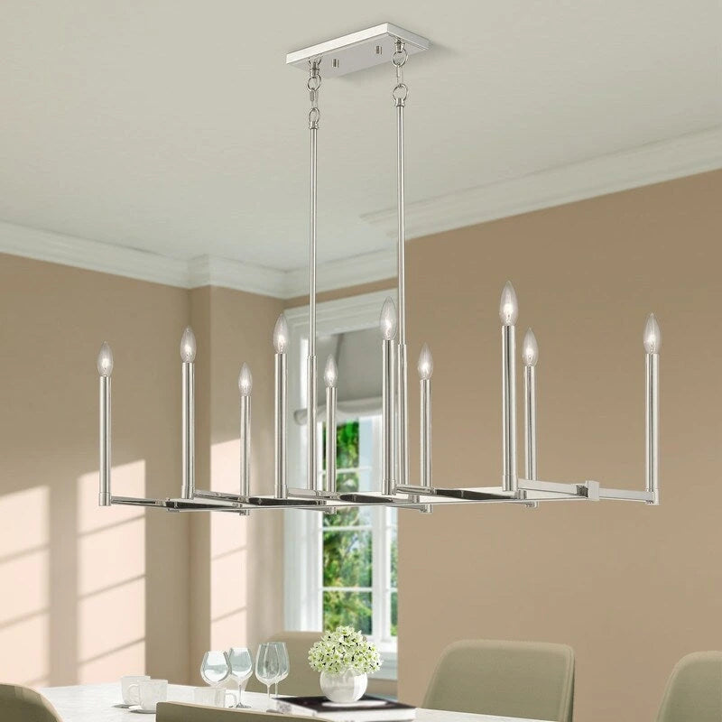 Lustre linéaire Livex Lighting à 10 lumières, 40259-35 - 42,5 cm L, 15,5 cm l, hauteur réglable de 18,5 à 48,5 cm