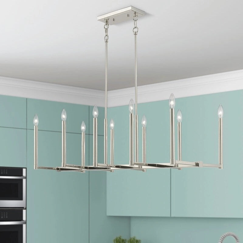 Lustre linéaire Livex Lighting à 10 lumières, 40259-35 - 42,5 cm L, 15,5 cm l, hauteur réglable de 18,5 à 48,5 cm