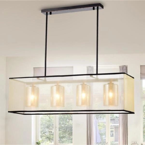 Warehouse of Tiffany Hokol Bronze and Fabric 4-light Island Pendant