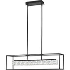 Lustre Quoizel Dazzle noir mat et cristal à LED pour îlot central