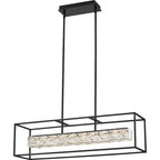Lustre Quoizel Dazzle noir mat et cristal à LED pour îlot central