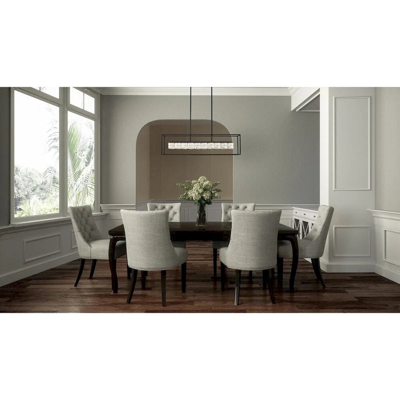 Lustre Quoizel Dazzle noir mat et cristal à LED pour îlot central
