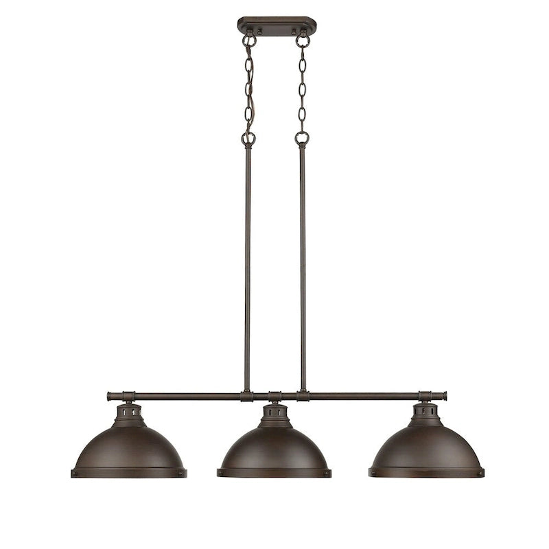 Golden Lighting Duncan Bronze Metal/ Glass 3-light Linear Pendant Fixture