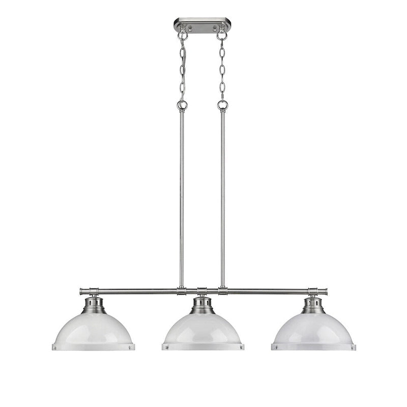 Golden Lighting Duncan White Pewter 3-light Linear Pendant