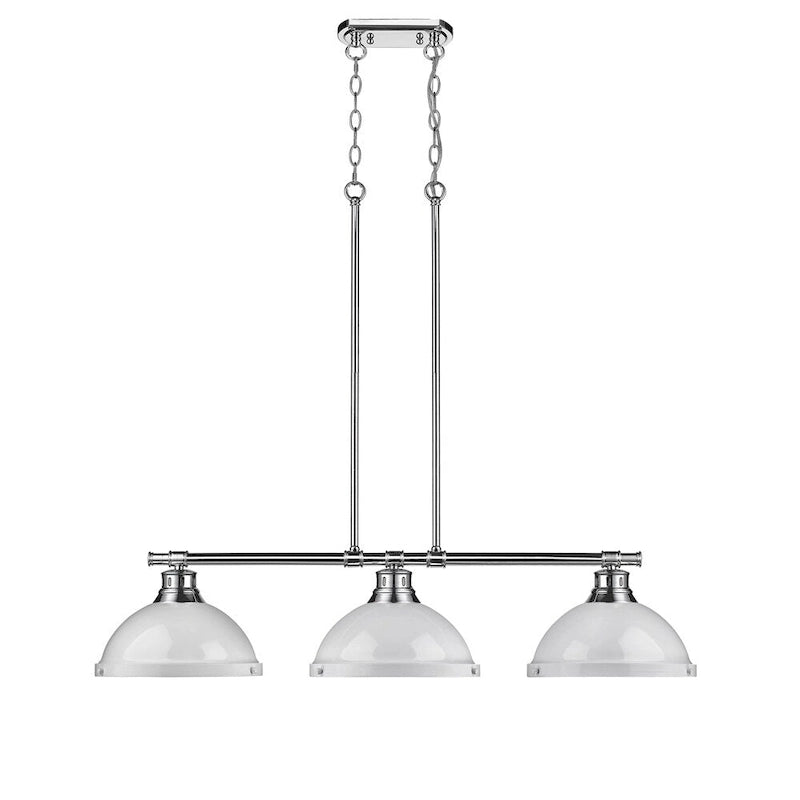 Golden Lighting Duncan Chrome with White Shades Steel 3-light Linear Pendant