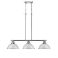 Golden Lighting Duncan Chrome with White Shades Steel 3-light Linear Pendant