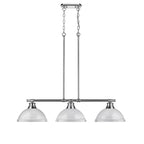 Golden Lighting Duncan Chrome with White Shades Steel 3-light Linear Pendant