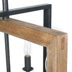 Lustre en bois à 4 lumières de style ferme grise, idéal pour un îlot de cuisine - L18 x l14,5 x H14