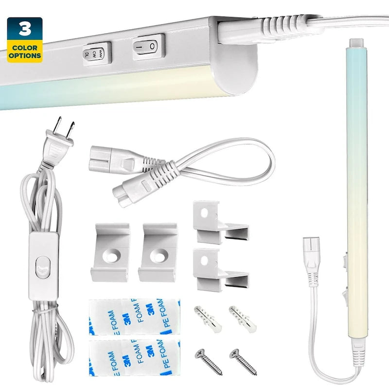 Kit d'éclairage LED sous meuble Sunperian, 12 prises 30 W connectables, 3 options de couleur (3000 K/4000 K/5000 K), résistant à l'humidité