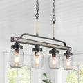 Modern Farmhouse 3/4-Light Mason Jar Glass Chandelier for Kitchen Island