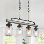 Modern Farmhouse 3/4-Light Mason Jar Glass Chandelier for Kitchen Island