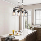 Lustre moderne de style ferme à 3/4 lumières en verre Mason Jar pour îlot de cuisine