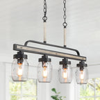 Lustre moderne de style ferme à 3/4 lumières en verre Mason Jar pour îlot de cuisine