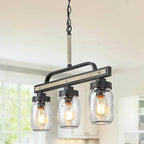Lustre moderne de style ferme à 3/4 lumières en verre Mason Jar pour îlot de cuisine