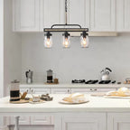 Lustre moderne de style ferme à 3/4 lumières en verre Mason Jar pour îlot de cuisine