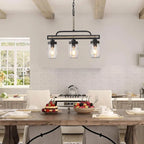 Lustre moderne de style ferme à 3/4 lumières en verre Mason Jar pour îlot de cuisine