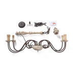 Lustre de style campagnard français à 6 lumières « The Gray Barn » pour salle à manger - D39 * H38