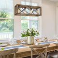 Modern Farmhouse 4-Light Wood Chandelier Linear Kitchen Island Lights for Dining Room - L27.5 *W10 *H 10 
