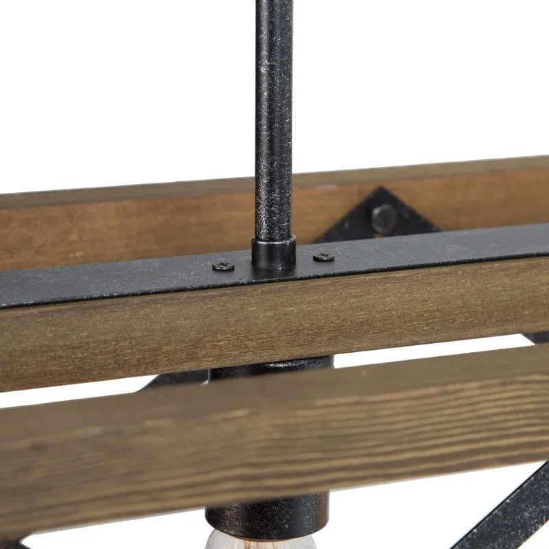 Lustre linéaire en bois à 4 lumières, style ferme moderne, pour îlot de cuisine ou salle à manger - L 27,5 x l 10 x H 10