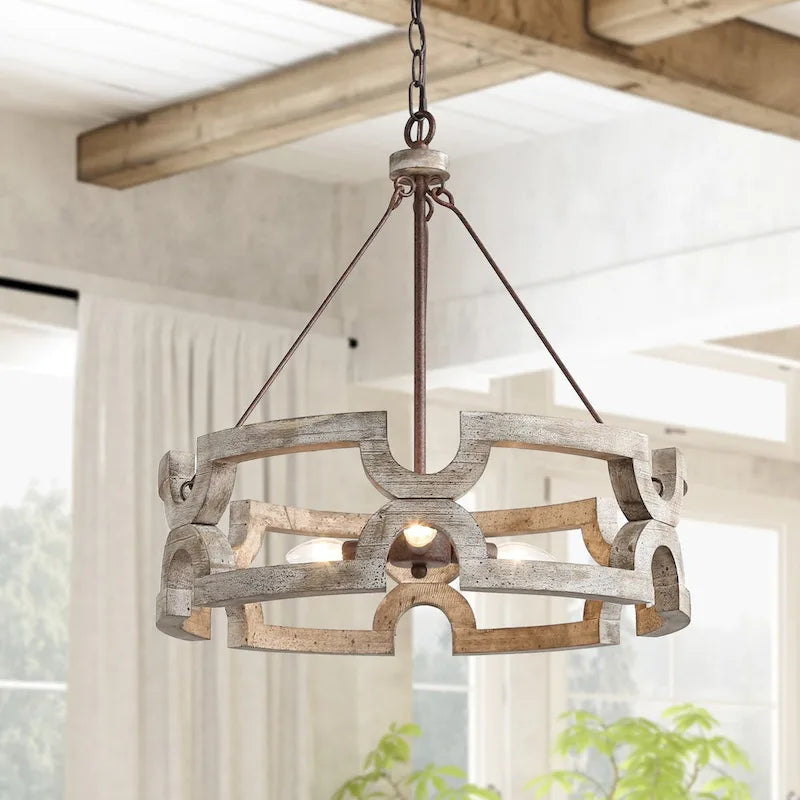 The Gray Barn Farmhouse 3-Light Drum Chandelier for Kitchen Island - W19.5  x H21 