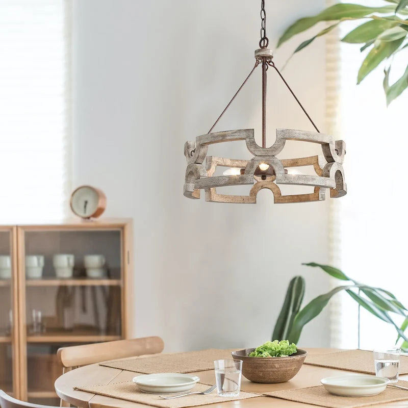 Lustre tambour à 3 lumières Gray Barn Farmhouse pour îlot de cuisine - L 19,5 x H 21