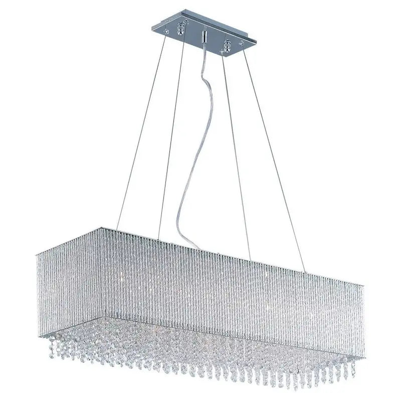 Suspension linéaire à 9 lumières en chrome spiralé
