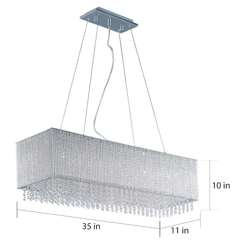 Suspension linéaire à 9 lumières en chrome spiralé