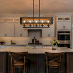 Farmhouse 5-Light Wood Chandelier Rustic Kitchen Island Lights for Dining Room - W31.9  X E10.6  X H10.2 
