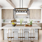 Lustre rustique en bois à 5 lumières, style ferme, pour îlot de cuisine ou salle à manger - L 31,9 x D 10,6 x H 10,2