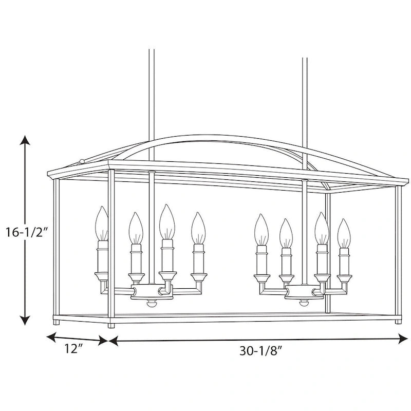 Lustre de ferme à 8 lumières en argent bruni de la collection Piedmont