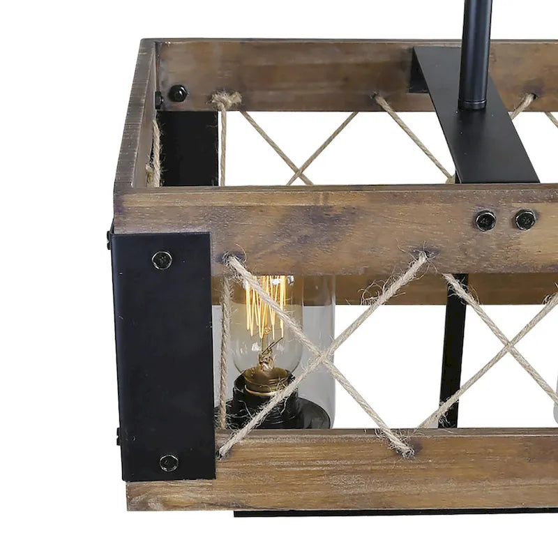 Lustre rectangulaire rustique à 5 lumières Gray Barn - L 31,9 cm x D 10,6 cm x H 10,2 cm