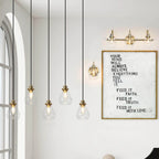 Lustre suspendu linéaire en verre en forme de larme à 5 lumières de style moderne du milieu du siècle, style Malury, pour îlot de cuisine