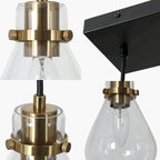 Lustre suspendu linéaire en verre en forme de larme à 5 lumières de style moderne du milieu du siècle, style Malury, pour îlot de cuisine