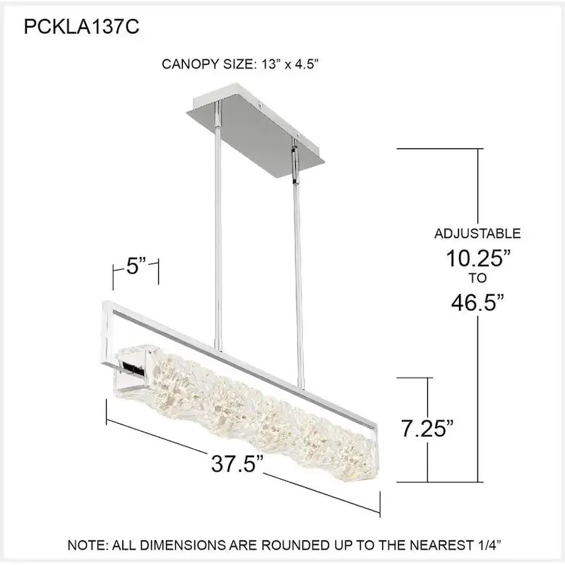 Klass Luminaire îlot à DEL intégré en chrome poli