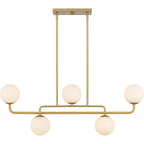 Luminaire îlot Regis à 5 lumières, finition or brossé