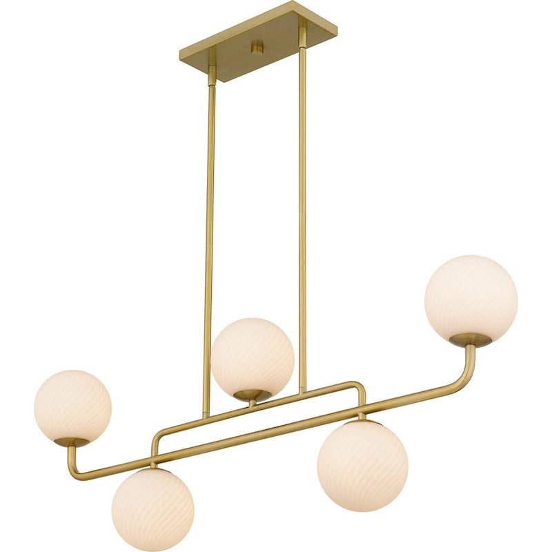 Luminaire îlot Regis à 5 lumières, finition or brossé